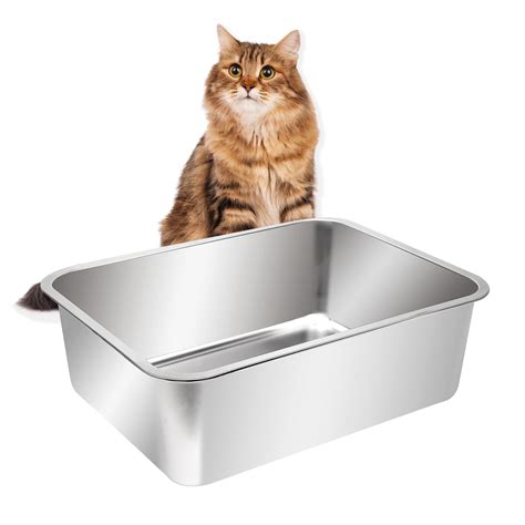 large stainless steel litter box with lid|stainless steel cat litter scoop.